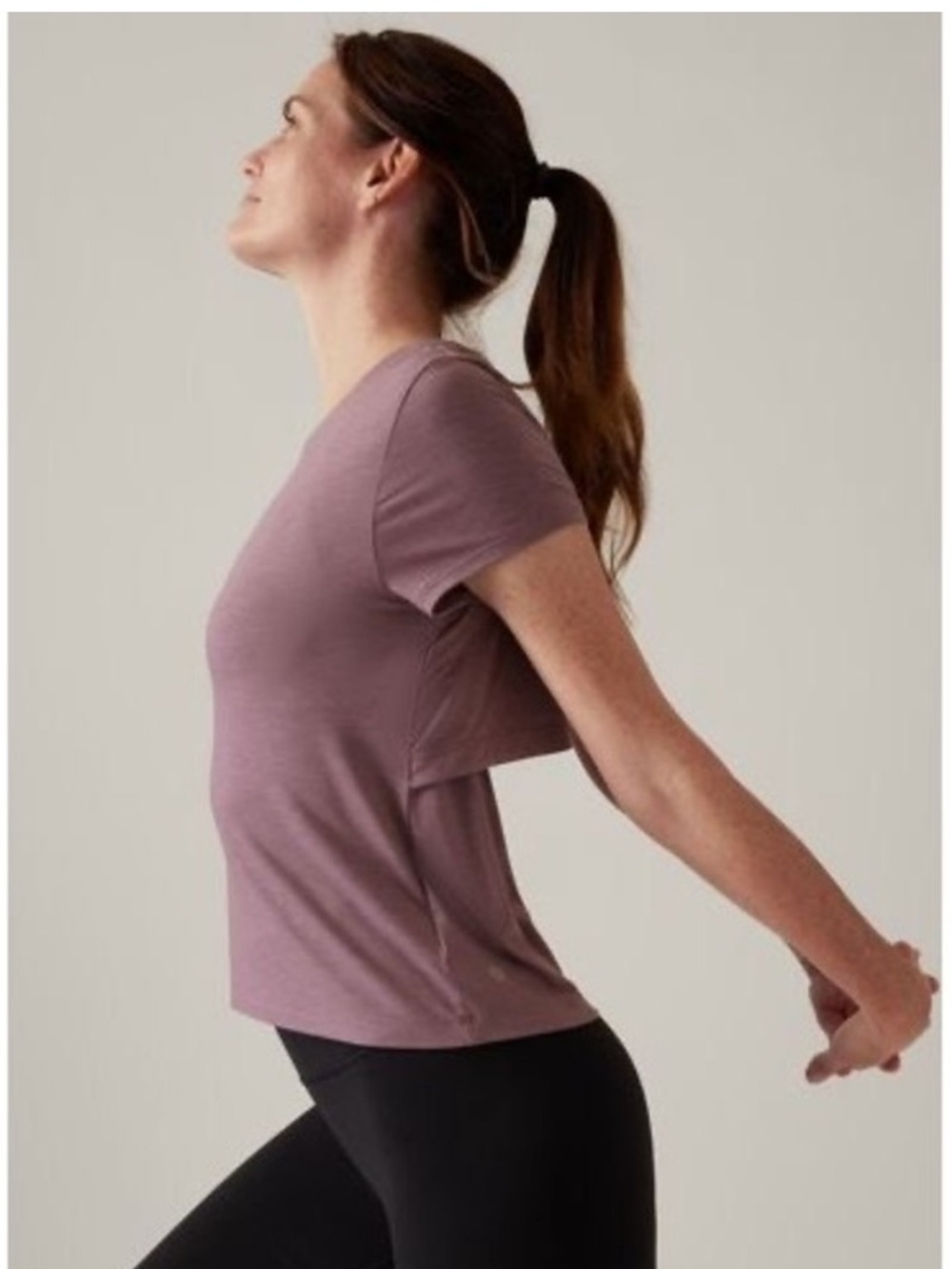 Athleta Air It Out Cinch Tee Mauve Women’s S Open Back